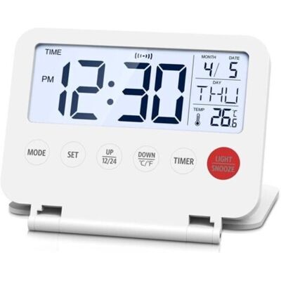 SCORPIO Mini Réveil De Voyage Pliable Numérique, Écran Lcd Rétroéclairé, Thermomètre, Snooze, Date Et Heure, Horloge Bureau Pour Chambre, Cuisine - Publicité SCORPIO Mini Réveil De Voyage Pliable Numérique, Écran Lcd Rétroéclairé, Thermomètre, Snooze, Date Et Heure, Horloge Bureau Pour Chambre, Cuisine - Publicité