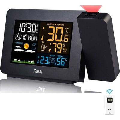 MOXIE Station Météo Thermomètre Hygromètre Sans Fil Avec Capteur, Horloge Météo À Projection, Thermomètre Intérieur/extérieur Avec Contrôle De Radio Rcc, Réveil Doubles - Publicité MOXIE Station Météo Thermomètre Hygromètre Sans Fil Avec Capteur, Horloge Météo À Projection, Thermomètre Intérieur/extérieur Avec Contrôle De Radio Rcc, Réveil Doubles - Publicité