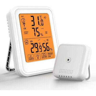 Cellfast Hygromètre Numérique Sans Fil, Thermomètre Intérieur Extérieur Température Et D'Humidité Avec Écran Tactile Et Rétroéclairage - Publicité Cellfast Hygromètre Numérique Sans Fil, Thermomètre Intérieur Extérieur Température Et D'Humidité Avec Écran Tactile Et Rétroéclairage - Publicité
