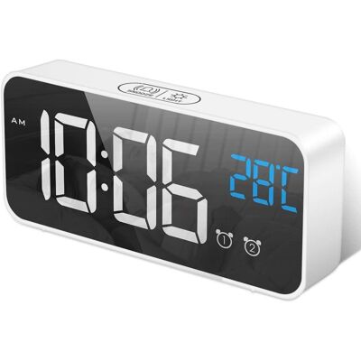 Generic Réveil Numérique Avec Grand Affichage De La Température Led, Alarme De Miroir Portable Avec Double Alarme Roupillon Temps Gradateur(blanc) - Publicité Generic Réveil Numérique Avec Grand Affichage De La Température Led, Alarme De Miroir Portable Avec Double Alarme Roupillon Temps Gradateur(blanc) - Publicité