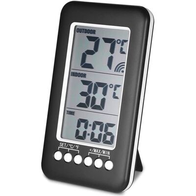 MOXIE Thermomètre Numérique Lcd ℃ / ℉ Thermomètre Intérieur/extérieur Numérique Horloge Horloge Mesure De Température Avec Transmetteur - Publicité MOXIE Thermomètre Numérique Lcd ℃ / ℉ Thermomètre Intérieur/extérieur Numérique Horloge Horloge Mesure De Température Avec Transmetteur - Publicité