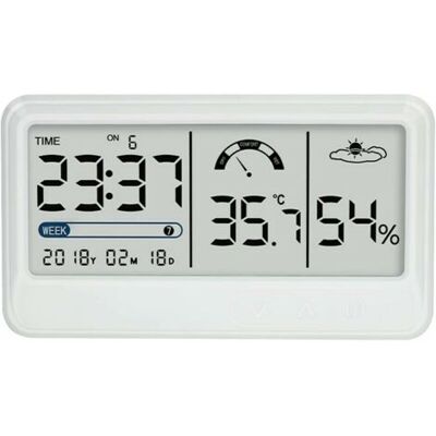 ABYSSE Hygromètre Numérique Jauge Électronique De Température Et D'Humidité Avec Affichage De L'Heure Et De La Date Lcd Thermomètre D'Intérieur Hygromètre Avec Support Pour Serre De Jardin - Publicité ABYSSE Hygromètre Numérique Jauge Électronique De Température Et D'Humidité Avec Affichage De L'Heure Et De La Date Lcd Thermomètre D'Intérieur Hygromètre Avec Support Pour Serre De Jardin - Publicité