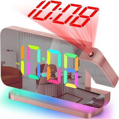 Zanussi Réveil À Projection, Horloge Numérique À Miroir Led, Capable De Projeter L'Heure Sur Les Murs Ou Les Plafonds, Doté D'Une Veilleuse Rvb, D'Un Port De Chargement Usb C Et D'Une Fonction De Gradation Au - Publicité Zanussi Réveil À Projection, Horloge Numérique À Miroir Led, Capable De Projeter L'Heure Sur Les Murs Ou Les Plafonds, Doté D'Une Veilleuse Rvb, D'Un Port De Chargement Usb C Et D'Une Fonction De Gradation Au - Publicité