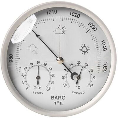 BARKBUSTERS Station Météo Analogique Inox Ø133mm – Baromètre 960-1060 Hpa – Thermomètre -20°c À 50°c – Hygromètre 20 À 98% Rh - Publicité BARKBUSTERS Station Météo Analogique Inox Ø133mm – Baromètre 960-1060 Hpa – Thermomètre -20°c À 50°c – Hygromètre 20 À 98% Rh - Publicité
