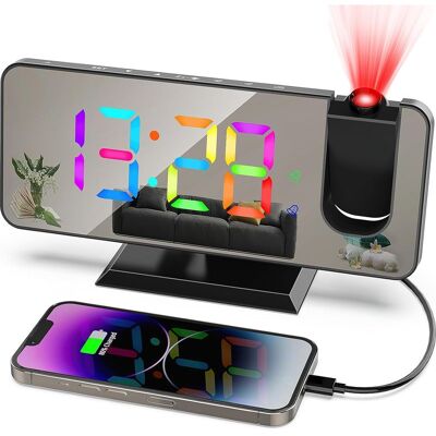 Vision Réveil Projecteur 7,4 Pouces, Horloge Numérique Avec Port Usb, 5 Niveaux De Luminosité Réglables, Double Alarme, Fonction Snooze, Format 12/24 Heures - Publicité Vision Réveil Projecteur 7,4 Pouces, Horloge Numérique Avec Port Usb, 5 Niveaux De Luminosité Réglables, Double Alarme, Fonction Snooze, Format 12/24 Heures - Publicité