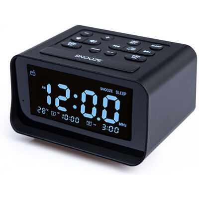 ACKERMAN Radio-réveil Numérique Avec Deux Ports De Chargement Usb Pour La Chambre, Volume Et Luminosité De L'Alarme Réglables (noir) - Publicité ACKERMAN Radio-réveil Numérique Avec Deux Ports De Chargement Usb Pour La Chambre, Volume Et Luminosité De L'Alarme Réglables (noir) - Publicité