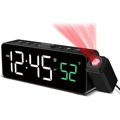 SANS MARQUE Réveil Numérique Avec Projecteur À 180°, Affichage De Température, Écran Led, 4 Niveaux De Luminosité, 3 Niveaux De Volume, Fonction Snooze De 9 Minutes, Format 12/24h, Réveil Avec Projection (blanc) - Publicité SANS MARQUE Réveil Numérique Avec Projecteur À 180°, Affichage De Température, Écran Led, 4 Niveaux De Luminosité, 3 Niveaux De Volume, Fonction Snooze De 9 Minutes, Format 12/24h, Réveil Avec Projection (blanc) - Publicité