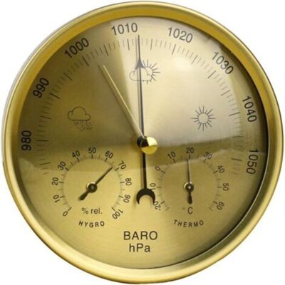BRAST Baromètre Anéroïde 3 En 1 De Précision - Station Météo, Thermomètre Hygromètre Pour Intérieur Et Extérieur Avec Structure En Acier Inoxydable (doré) - Publicité BRAST Baromètre Anéroïde 3 En 1 De Précision - Station Météo, Thermomètre Hygromètre Pour Intérieur Et Extérieur Avec Structure En Acier Inoxydable (doré) - Publicité
