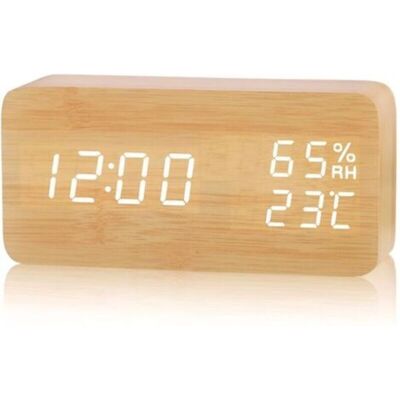 OEM Led Réveil Électronique En Bois, Horloge Numérique Avec 3 Réglages D'Alarme, Numérique Réveil Alimenté Par Usb Affichage De L'Heure, De La Température Et De L'Humidité,12/24 Heure - Publicité OEM Led Réveil Électronique En Bois, Horloge Numérique Avec 3 Réglages D'Alarme, Numérique Réveil Alimenté Par Usb Affichage De L'Heure, De La Température Et De L'Humidité,12/24 Heure - Publicité