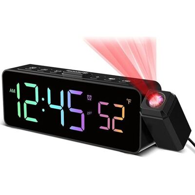 SANS MARQUE Réveil Numérique Avec Projecteur À 180°, Affichage De Température, Écran Led, 4 Niveaux De Luminosité, 3 Niveaux De Volume, Fonction Snooze De 9 Minutes, Format 12/24h, Réveil Avec Projection (rbg) - Publicité SANS MARQUE Réveil Numérique Avec Projecteur À 180°, Affichage De Température, Écran Led, 4 Niveaux De Luminosité, 3 Niveaux De Volume, Fonction Snooze De 9 Minutes, Format 12/24h, Réveil Avec Projection (rbg) - Publicité