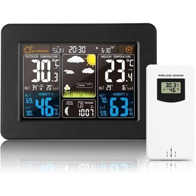 Melissa Station Météo Numérique Sans Fil Avec Capteur Extérieur – Avec Heure, Date, Température, Humidité, Baromètre, Alarme, Affichage Des Phases De Lune, Thermomètre Multifonction (noir) - Publicité Melissa Station Météo Numérique Sans Fil Avec Capteur Extérieur – Avec Heure, Date, Température, Humidité, Baromètre, Alarme, Affichage Des Phases De Lune, Thermomètre Multifonction (noir) - Publicité