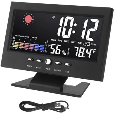URSUS Jeffergarden Horloge De Prévision Météo Abs Led Écran Couleur Multifonctionnel Température Humidité Réveil Noir - Publicité URSUS Jeffergarden Horloge De Prévision Météo Abs Led Écran Couleur Multifonctionnel Température Humidité Réveil Noir - Publicité