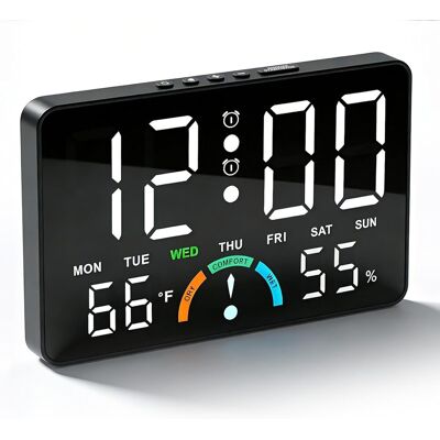 Generic Réveil Numérique Led-horloge Digitale De Chevet Avec 2 Alarmes,contrôle Sonore,port De Charge Usb,température Et Humidité-réveil Luminosité Réglable - Publicité Generic Réveil Numérique Led-horloge Digitale De Chevet Avec 2 Alarmes,contrôle Sonore,port De Charge Usb,température Et Humidité-réveil Luminosité Réglable - Publicité