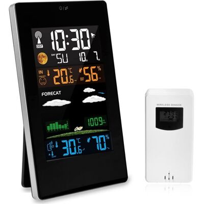 Melissa Station Météo Sans Fil Avec Capteur Extérieur, Affichage Numérique Multifonction Couleur Radio Dcf, Thermomètre Hygromètre Intérieur Et Extérieur Avec Prévisions Météorologiques - Publicité Melissa Station Météo Sans Fil Avec Capteur Extérieur, Affichage Numérique Multifonction Couleur Radio Dcf, Thermomètre Hygromètre Intérieur Et Extérieur Avec Prévisions Météorologiques - Publicité