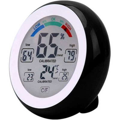 Vision Thermomètre-hygromètre Électronique Sans Fil Pour Une Utilisation Intérieure Et Extérieure, Écran Tactile Rond Avec Affichage Lcd, Noir - Publicité Vision Thermomètre-hygromètre Électronique Sans Fil Pour Une Utilisation Intérieure Et Extérieure, Écran Tactile Rond Avec Affichage Lcd, Noir - Publicité