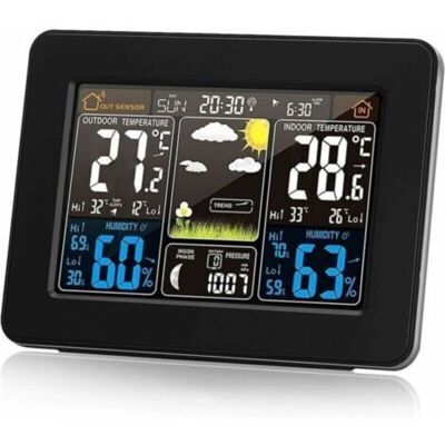 URSUS Station Météo Sans Fil Avec Alerte Et La Température/humidité/baromètre/alarme/horloge Lunaire/météo Avec Capteur Extérieur Numérique À Affichage Des Couleurs Pt3365 - Publicité URSUS Station Météo Sans Fil Avec Alerte Et La Température/humidité/baromètre/alarme/horloge Lunaire/météo Avec Capteur Extérieur Numérique À Affichage Des Couleurs Pt3365 - Publicité