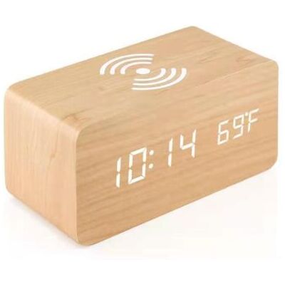SCORPIO Réveil En Bois Avec Chargeur Sans Fil Qi Compatible Avec Iphone Samsung Horloge Numérique Led En Bois Fonction De Contrôle Du Son, Heure, Date, Affichage De La Température Pour Chambre À - Publicité SCORPIO Réveil En Bois Avec Chargeur Sans Fil Qi Compatible Avec Iphone Samsung Horloge Numérique Led En Bois Fonction De Contrôle Du Son, Heure, Date, Affichage De La Température Pour Chambre À - Publicité
