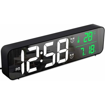 SANS MARQUE Réveil Numérique, Horloge Murale Réveil Matin Led Digital Miroir Grand Ecran Avec Température Date, 2 Alarme, 40 Musique, 6 Luminosité Variable, Usb Clock Pour Maison Bureau, Noir - Publicité SANS MARQUE Réveil Numérique, Horloge Murale Réveil Matin Led Digital Miroir Grand Ecran Avec Température Date, 2 Alarme, 40 Musique, 6 Luminosité Variable, Usb Clock Pour Maison Bureau, Noir - Publicité