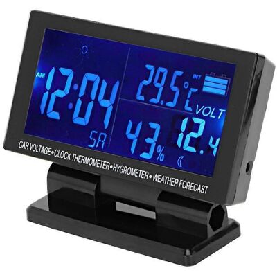 FLAMMKRAFT Horloge Numérique De Voiture, Thermomètre Et Hygromètre Pour Véhicule, Voltmètre Avec Prévisions Météo Intégrées. Publicité FLAMMKRAFT Horloge Numérique De Voiture, Thermomètre Et Hygromètre Pour Véhicule, Voltmètre Avec Prévisions Météo Intégrées. Publicité