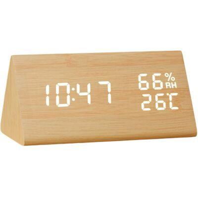 Melissa Réveil Numérique En Bois - Affichage Électronique Led De L'Heure - 3 Réglages D'Alarme, Détection D'Humidité Et Température - Horloge Électrique Pour Chambre Ou Chevet - Publicité Melissa Réveil Numérique En Bois - Affichage Électronique Led De L'Heure - 3 Réglages D'Alarme, Détection D'Humidité Et Température - Horloge Électrique Pour Chambre Ou Chevet - Publicité