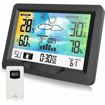 SANS MARQUE Station Météo Sans Fil, Station Météo Radio Avec Capteur Extérieur, Station Météo Radio Multifonction Avec Humidité, Baromètre, Hygromètre, Prévisions Météo - Publicité SANS MARQUE Station Météo Sans Fil, Station Météo Radio Avec Capteur Extérieur, Station Météo Radio Multifonction Avec Humidité, Baromètre, Hygromètre, Prévisions Météo - Publicité