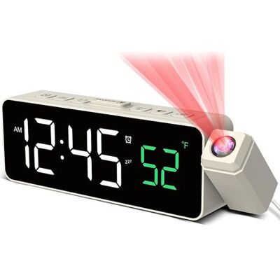 SANS MARQUE Réveil Numérique Avec Projecteur À 180°, Affichage De Température, Écran Led, 4 Niveaux De Luminosité, 3 Niveaux De Volume, Fonction Snooze De 9 Minutes, Format 12/24h, Réveil Avec Projection (beige) - Publicité SANS MARQUE Réveil Numérique Avec Projecteur À 180°, Affichage De Température, Écran Led, 4 Niveaux De Luminosité, 3 Niveaux De Volume, Fonction Snooze De 9 Minutes, Format 12/24h, Réveil Avec Projection (beige) - Publicité