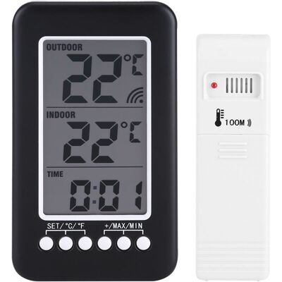 MOXIE Lcd Numérique Intérieur Extérieur Thermomètre Horloge Température Mètre Transmetteur Sans Fil - Publicité MOXIE Lcd Numérique Intérieur Extérieur Thermomètre Horloge Température Mètre Transmetteur Sans Fil - Publicité