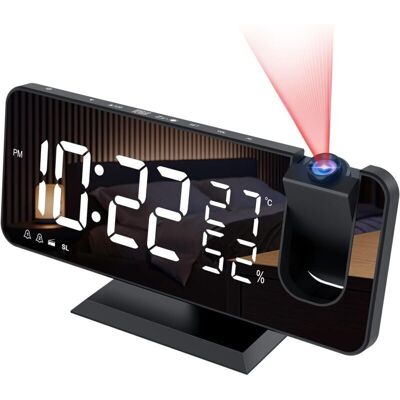 Melissa Réveil Projecteur Avec Radio - Horloge Numérique Usb À Double Alarme - Écran Miroir Led 7" - Snooze, 4 Luminosités, 12/24h, Volume - Maison/bureau - Publicité Melissa Réveil Projecteur Avec Radio - Horloge Numérique Usb À Double Alarme - Écran Miroir Led 7" - Snooze, 4 Luminosités, 12/24h, Volume - Maison/bureau - Publicité