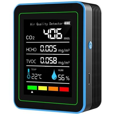 Scotch Moniteur De Co2, 5 En 1 De Qualité De L'Air Intérieur, Détecteur De Dioxyde De Carbone Portable, Rétroéclairage Lcd, Co2, Tvoc, Hcho, Pm2.5, Pm10, Testeur Avec Réveil Pour La Maison - Publicité Scotch Moniteur De Co2, 5 En 1 De Qualité De L'Air Intérieur, Détecteur De Dioxyde De Carbone Portable, Rétroéclairage Lcd, Co2, Tvoc, Hcho, Pm2.5, Pm10, Testeur Avec Réveil Pour La Maison - Publicité