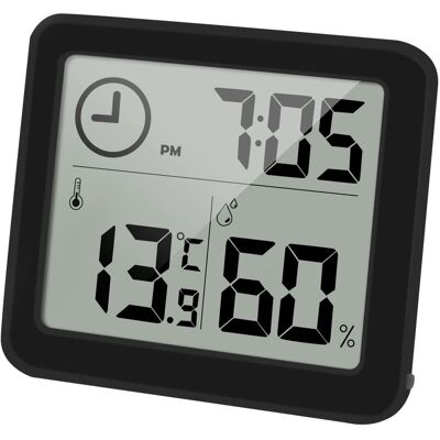 MOXIE Thermomètre/hygromètre Numérique Grand Écran Lcd 3,2” Intérieur D'Ambiance Moniteur De Température Et Humidimètre Indicateur D'Humidité Et De Température Avec Horloge (noir) - Publicité MOXIE Thermomètre/hygromètre Numérique Grand Écran Lcd 3,2” Intérieur D'Ambiance Moniteur De Température Et Humidimètre Indicateur D'Humidité Et De Température Avec Horloge (noir) - Publicité