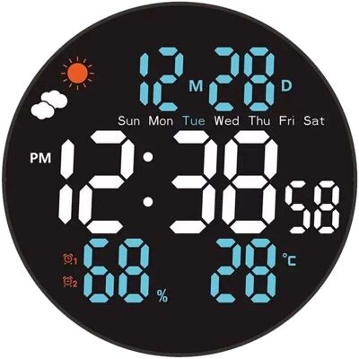 BRAST Grand Modèle D'Horloge Murale Numérique 20cm - Écran Rvb Avec Télécommande - Affichage Automatique Luminosité/température - Alarme Programmable - Idéal Salon Ou Chambre - Publicité BRAST Grand Modèle D'Horloge Murale Numérique 20cm - Écran Rvb Avec Télécommande - Affichage Automatique Luminosité/température - Alarme Programmable - Idéal Salon Ou Chambre - Publicité