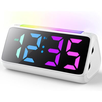 SANS MARQUE Réveil Numérique Pour Enfants Avec Lampe, Affichage Led Couleur, Gradateur De Luminosité 0 - 100%, 2 Réveils, Volume D'Alarme 3, Réveil Pour Les Garçons Et Les Filles Dans La Chambre À Coucher (blanc) - Publicité SANS MARQUE Réveil Numérique Pour Enfants Avec Lampe, Affichage Led Couleur, Gradateur De Luminosité 0 - 100%, 2 Réveils, Volume D'Alarme 3, Réveil Pour Les Garçons Et Les Filles Dans La Chambre À Coucher (blanc) - Publicité