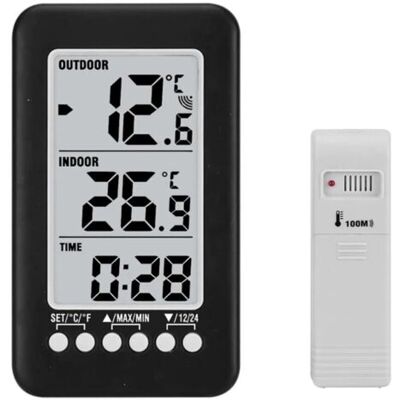 ABYSSE Thermomètre Interieur Et Exterieur Sans Fil 2 En 1 Horloge Thermomètre Lcd / Thermomètre Intérieur / Extérieur Numérique Horloge Mesure De Température Avec Transmetteur Le Noir - Publicité ABYSSE Thermomètre Interieur Et Exterieur Sans Fil 2 En 1 Horloge Thermomètre Lcd / Thermomètre Intérieur / Extérieur Numérique Horloge Mesure De Température Avec Transmetteur Le Noir - Publicité