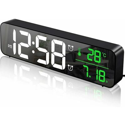 SANS MARQUE Réveil Numérique, Horloge Murale Matin Réveil Led Grand Écran Numérique Miroir Avec Date Température, 2 Alarmes, 40 Musiques, 6 Luminosités Réglables, Horloge Usb Pour Bureau À Domicile, N - Publicité SANS MARQUE Réveil Numérique, Horloge Murale Matin Réveil Led Grand Écran Numérique Miroir Avec Date Température, 2 Alarmes, 40 Musiques, 6 Luminosités Réglables, Horloge Usb Pour Bureau À Domicile, N - Publicité
