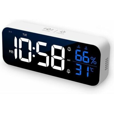 Vision Tigrezy -réveil Numérique, Réveil Numérique Led Avec Fonctions De Contrôle De L'Alarme/snooze/température/son Réveil Numérique, Miroir Rechargeable Usb 12/24 Heures Pour Chambre Bureau Blanc - Publicité Vision Tigrezy -réveil Numérique, Réveil Numérique Led Avec Fonctions De Contrôle De L'Alarme/snooze/température/son Réveil Numérique, Miroir Rechargeable Usb 12/24 Heures Pour Chambre Bureau Blanc - Publicité