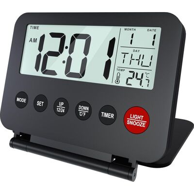 Vision Réveil Numérique De Voyage Portable, Fonctionne Sur Piles (non Incluses) - Horloge Numérique, Alarme, Fonction Snooze, Affichage De La Température Et Rétroéclairage - Noir - Publicité Vision Réveil Numérique De Voyage Portable, Fonctionne Sur Piles (non Incluses) - Horloge Numérique, Alarme, Fonction Snooze, Affichage De La Température Et Rétroéclairage - Noir - Publicité