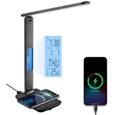 OEM Lampe De Bureau De Charge Sans Fil 10w Pliante Avec Port De Charge Usb, Lampe De Bureau Avec Horloge, Réveil, Date, Température, Lampe De Bureau Noire - Publicité OEM Lampe De Bureau De Charge Sans Fil 10w Pliante Avec Port De Charge Usb, Lampe De Bureau Avec Horloge, Réveil, Date, Température, Lampe De Bureau Noire - Publicité