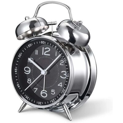 Melissa Réveil Analogique Super Silencieux Avec Rétro-éclairage - 11,5 Cm De Diamètre - Double Clochette - Design Rétro "météo" Pour Gros Dormeurs - Fonctionne Sur Piles (noir) - Publicité Melissa Réveil Analogique Super Silencieux Avec Rétro-éclairage - 11,5 Cm De Diamètre - Double Clochette - Design Rétro "météo" Pour Gros Dormeurs - Fonctionne Sur Piles (noir) - Publicité