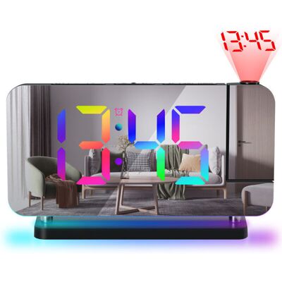 Melissa Réveil Projecteur - Horloge Miroir Digitale 7,4 Pouces (18,8cm) Avec Projecteur Rotatif 180°, Veilleuse Rvb, Port De Charge Usb-c, Variateur Auto, Horloge De Bureau Led Pour Chambre - Publicité Melissa Réveil Projecteur - Horloge Miroir Digitale 7,4 Pouces (18,8cm) Avec Projecteur Rotatif 180°, Veilleuse Rvb, Port De Charge Usb-c, Variateur Auto, Horloge De Bureau Led Pour Chambre - Publicité