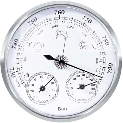 BRAST Station Météo Analogique Ulisemanalog – Station Météo Analogique Intérieure Et Extérieure – Composée D'Un Baromètre, D'Un Thermomètre Et D'Un Hygromètre (argent, 128 Mm) - Publicité BRAST Station Météo Analogique Ulisemanalog – Station Météo Analogique Intérieure Et Extérieure – Composée D'Un Baromètre, D'Un Thermomètre Et D'Un Hygromètre (argent, 128 Mm) - Publicité