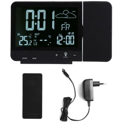Melissa Horloge Réveil Avec Projection, Thermomètre Hygromètre Sans Fil Intérieur/extérieur, Jauge De Température Et D'Humidité. Alimentation Eu 230v. Publicité Melissa Horloge Réveil Avec Projection, Thermomètre Hygromètre Sans Fil Intérieur/extérieur, Jauge De Température Et D'Humidité. Alimentation Eu 230v. Publicité