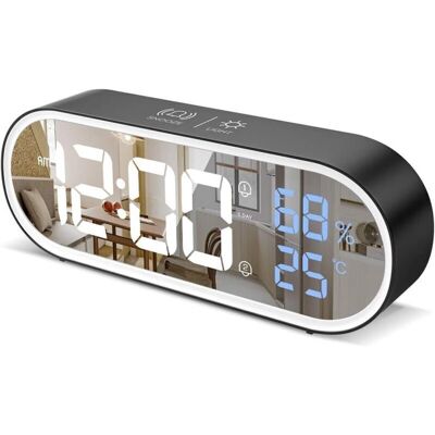 Melissa Réveil Numérique Miroir - Horloge Digitale Led - Grand Affichage Heure/température/humidité - 40 Musiques De Sonnerie - Snooze, Portable, Charge Usb - Noir - Publicité Melissa Réveil Numérique Miroir - Horloge Digitale Led - Grand Affichage Heure/température/humidité - 40 Musiques De Sonnerie - Snooze, Portable, Charge Usb - Noir - Publicité