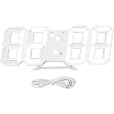 PELTOR Jeffergarden Réveil Numérique 3d Led Abs, Veilleuse De Température, Horloge Murale De Bureau Pour Décoration De Maison, Chambre À Coucher, Blanc - Publicité PELTOR Jeffergarden Réveil Numérique 3d Led Abs, Veilleuse De Température, Horloge Murale De Bureau Pour Décoration De Maison, Chambre À Coucher, Blanc - Publicité