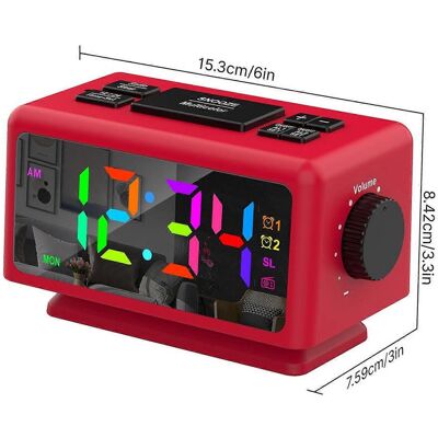 FLAMMKRAFT Réveil Numérique Coloré Avec 7 Couleurs Et 4 Couleurs Changeantes, Grand Écran Led De 5 Pouces À Luminosité Réglable. Publicité FLAMMKRAFT Réveil Numérique Coloré Avec 7 Couleurs Et 4 Couleurs Changeantes, Grand Écran Led De 5 Pouces À Luminosité Réglable. Publicité