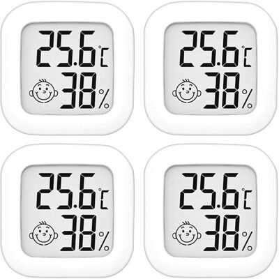 SANS MARQUE Lot De 4 Thermomètres-hygromètres D'Intérieur, Affichage Numérique De La Température (-50 °c À 70 °c), Mesure De L'Humidité Pour Chambre De Bébé, Salon, Bureau, Serre - Compact Et Haute Précision - Publicité SANS MARQUE Lot De 4 Thermomètres-hygromètres D'Intérieur, Affichage Numérique De La Température (-50 °c À 70 °c), Mesure De L'Humidité Pour Chambre De Bébé, Salon, Bureau, Serre - Compact Et Haute Précision - Publicité