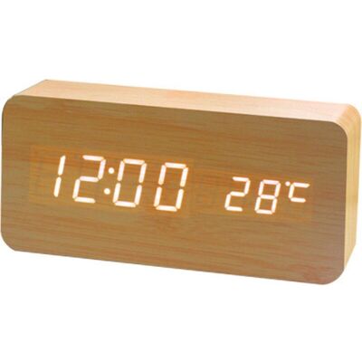 MOXIE Aougo – Horloge Numérique En Bois – Réveil À Led Multifonctions Avec Affichage Heure/date/température – Alimentation Usb Ou 3 Piles Aaa – Commande Vocale - Publicité MOXIE Aougo – Horloge Numérique En Bois – Réveil À Led Multifonctions Avec Affichage Heure/date/température – Alimentation Usb Ou 3 Piles Aaa – Commande Vocale - Publicité