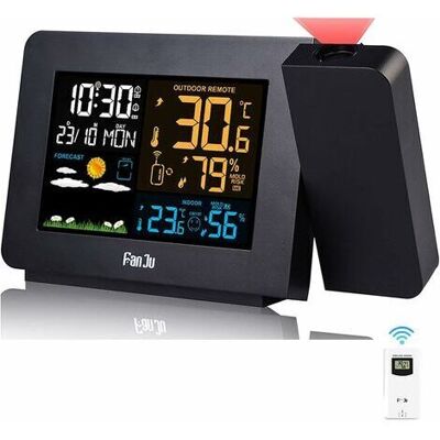 BARKBUSTERS Station Météo Thermomètre Hygromètre Sans Fil Avec Capteur, Horloge Météo À Projection, Thermomètre Intérieur/extérieur Avec Contrôle De Radio Rcc, Réveil Doubles - Publicité BARKBUSTERS Station Météo Thermomètre Hygromètre Sans Fil Avec Capteur, Horloge Météo À Projection, Thermomètre Intérieur/extérieur Avec Contrôle De Radio Rcc, Réveil Doubles - Publicité