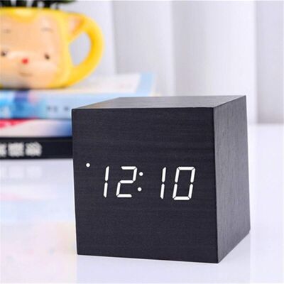 Scotch Réveil Numérique Led, Horloge Cube En Bois, Horloge De Bureau En Bois, Réveil En Bois, Horloge Numérique Cube À Commande Vocale Pour Chambre (noir) - Publicité Scotch Réveil Numérique Led, Horloge Cube En Bois, Horloge De Bureau En Bois, Réveil En Bois, Horloge Numérique Cube À Commande Vocale Pour Chambre (noir) - Publicité