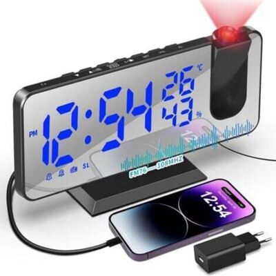OEM 1 Pièce (caractères Bleus) Température Et Humidité Multi-fonction Radio-projection Réveil Créatif Led Miroir Horloge Électronique Horloge Numérique - Publicité OEM 1 Pièce (caractères Bleus) Température Et Humidité Multi-fonction Radio-projection Réveil Créatif Led Miroir Horloge Électronique Horloge Numérique - Publicité
