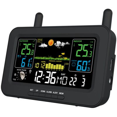 MOXIE Sjlerst Station Météo Sans Fil Avec Capteur Extérieur, Thermomètre Hygromètre Intérieur Extérieur Prévisions Météo Pression De L'Air Niveau De Confort Risque De Moisissure Réveil 433mhz Rf 3ch - Publicité MOXIE Sjlerst Station Météo Sans Fil Avec Capteur Extérieur, Thermomètre Hygromètre Intérieur Extérieur Prévisions Météo Pression De L'Air Niveau De Confort Risque De Moisissure Réveil 433mhz Rf 3ch - Publicité